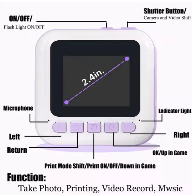 "Instant Kids Printing Camera – Fun, Portable & Easy-to-Use"