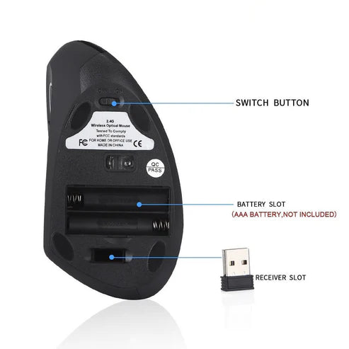 Ergonomic Left-Handed Wireless Vertical Mouse – Pain Relief & Precision Control