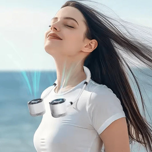 Hands-Free Neck Fan – 100-Speed Cooling with Smart Display Screen