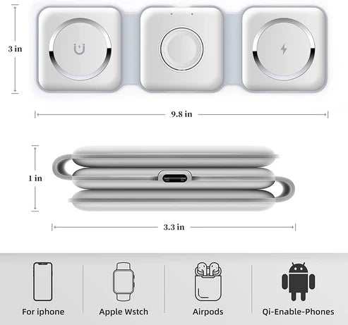 "3-in-1 Wireless Charging Pad – Power Your Phone, Watch & Earbuds"