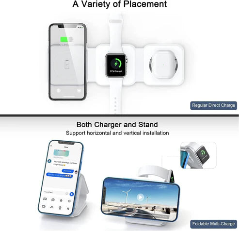 "3-in-1 Wireless Charging Pad – Power Your Phone, Watch & Earbuds"