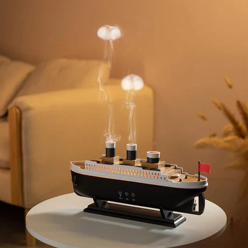 Jellyfish Ship-Shaped Essential Oil Diffuser | Decorative Humidifier with LED Glow