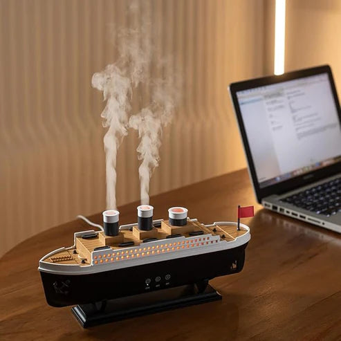 Jellyfish Ship-Shaped Essential Oil Diffuser | Decorative Humidifier with LED Glow