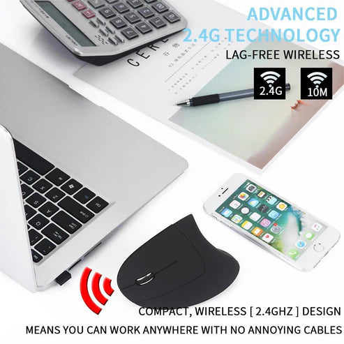 Ergonomic Left-Handed Wireless Vertical Mouse – Pain Relief & Precision Control